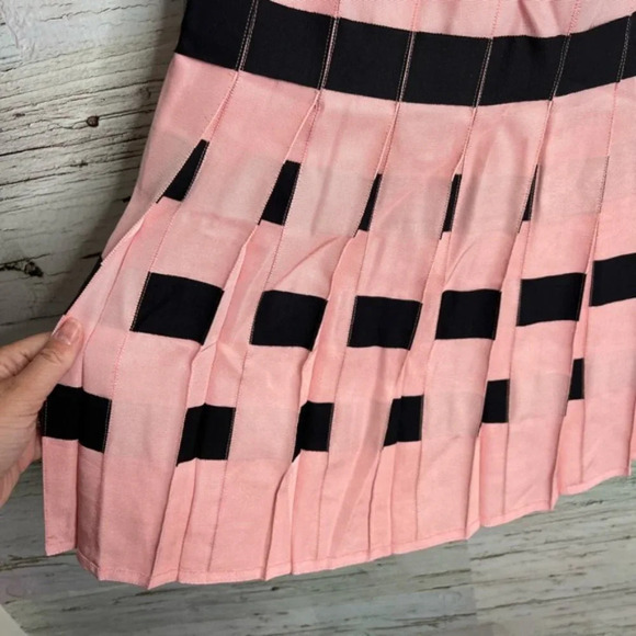 Vintage  Carlisle pink black pleated skirt size 8 - Picture 8 of 8